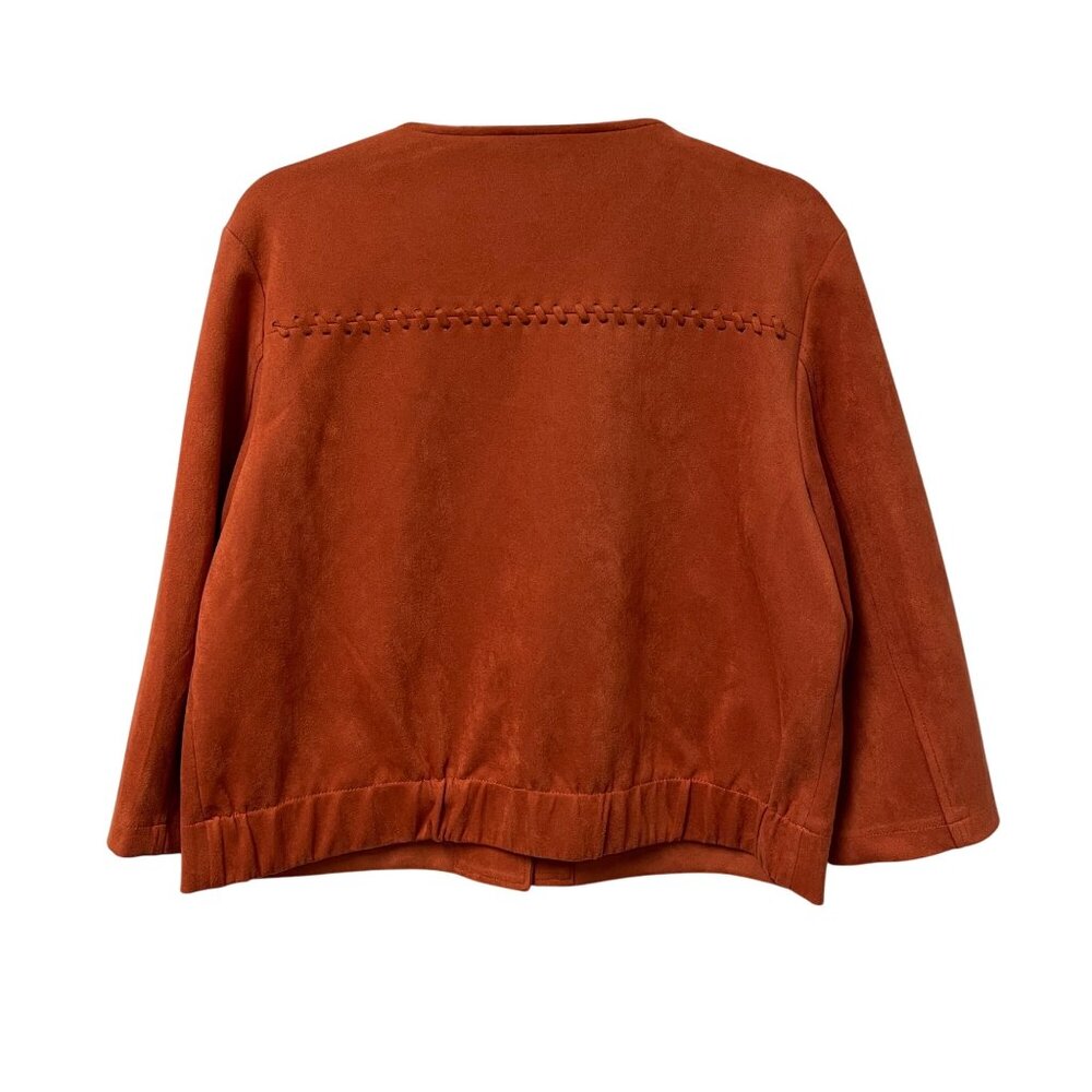 MARC NEW YORK JACKET FAUX SUEDE LEATHER 3/4 SLEEVE SIZE L STRETCH CLASSIC ORANGE - Picture 2 of 11